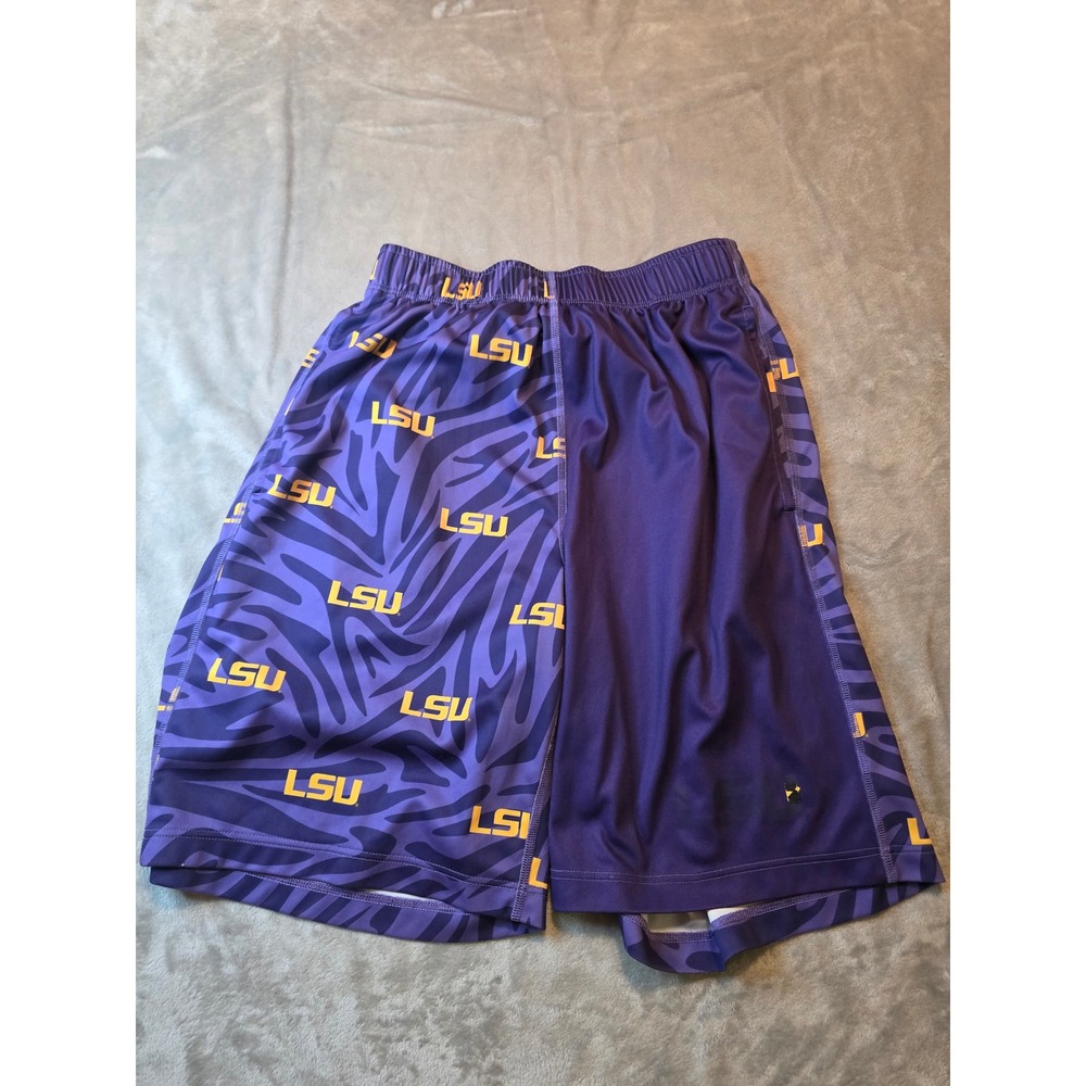 Loudmouth LSU Tigers NCAA Shorts Mens M Purple Yellow Zebra Print Athletic